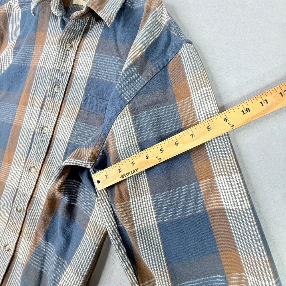 Vintage Fieldmaster Shirt Mens XLT Blue Brown Plaid Cotton Flannel Outdoor - Picture 9 of 11